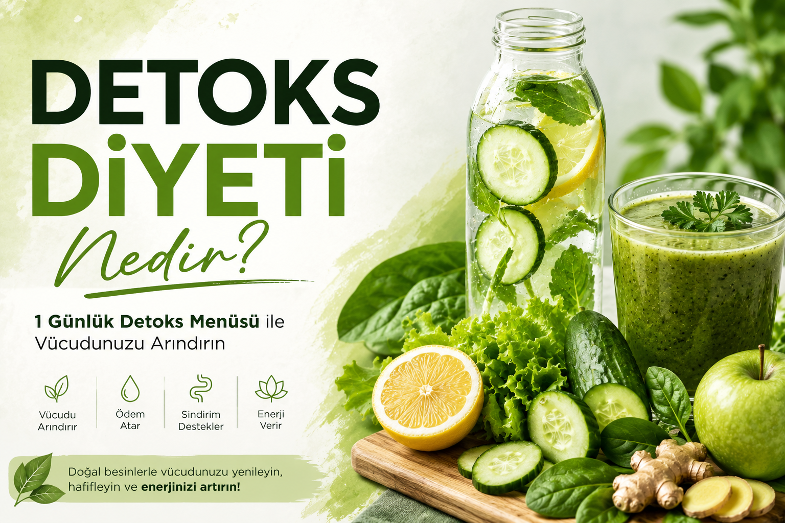 🍃 Detoks Diyeti Nedir 1 Günlük Detoks Menüsü ile Vücudunuzu Arındırın
